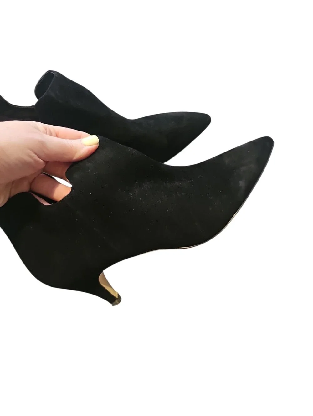 Sam Edelman Women Keely Black Suede Side Zip Kitten Heel Booties Size 9